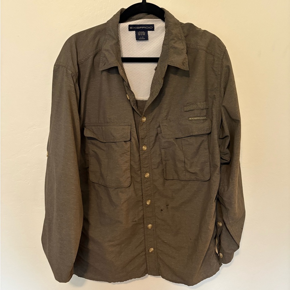 Exofficio Men's Olive Lightweight Shirt Jacket